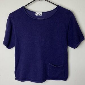SALE. Vintage Clio Blue Short Sleeve Knit Top